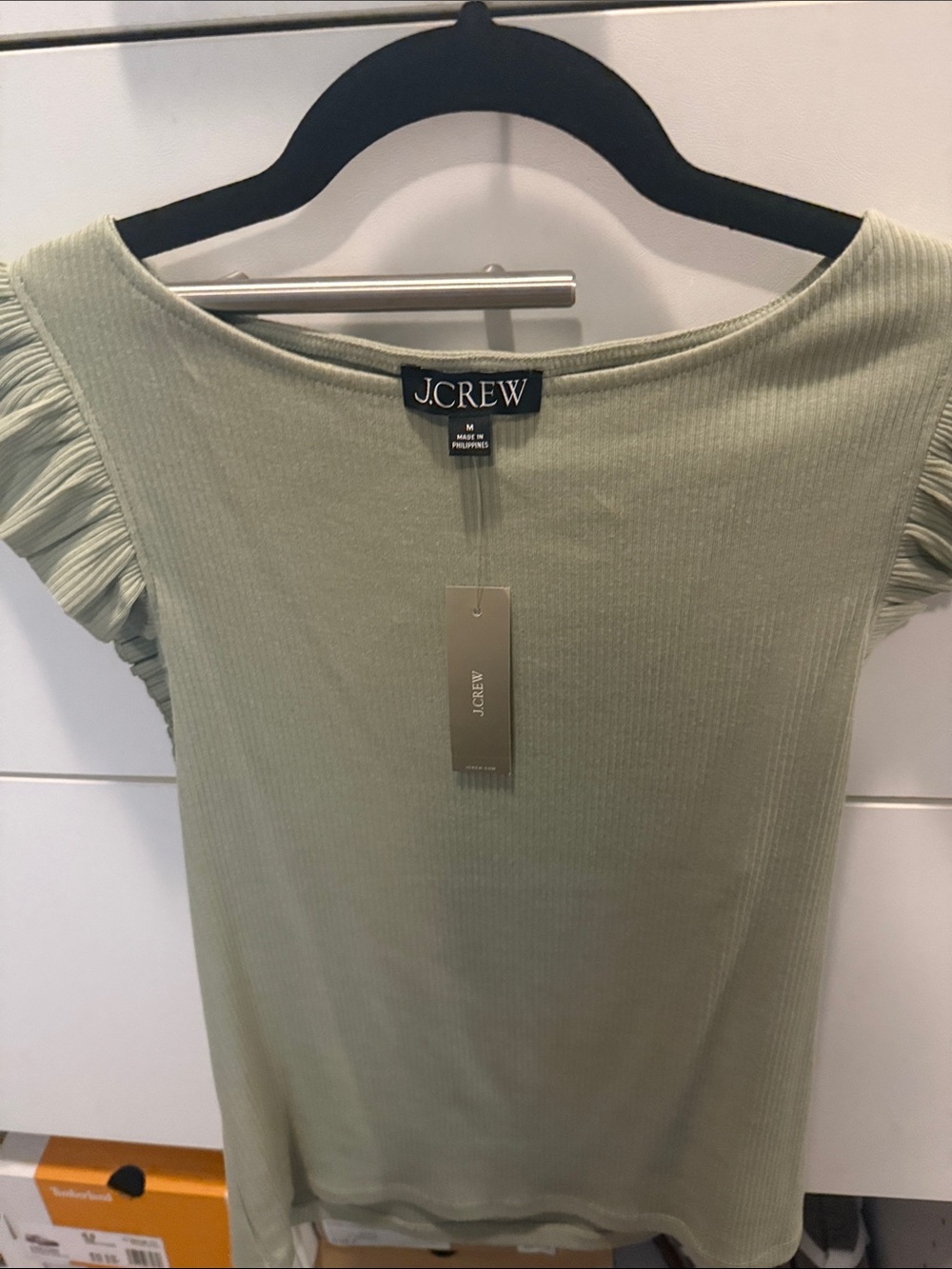 J. Crew Sage Green Ribbed Short-Sleeve Top